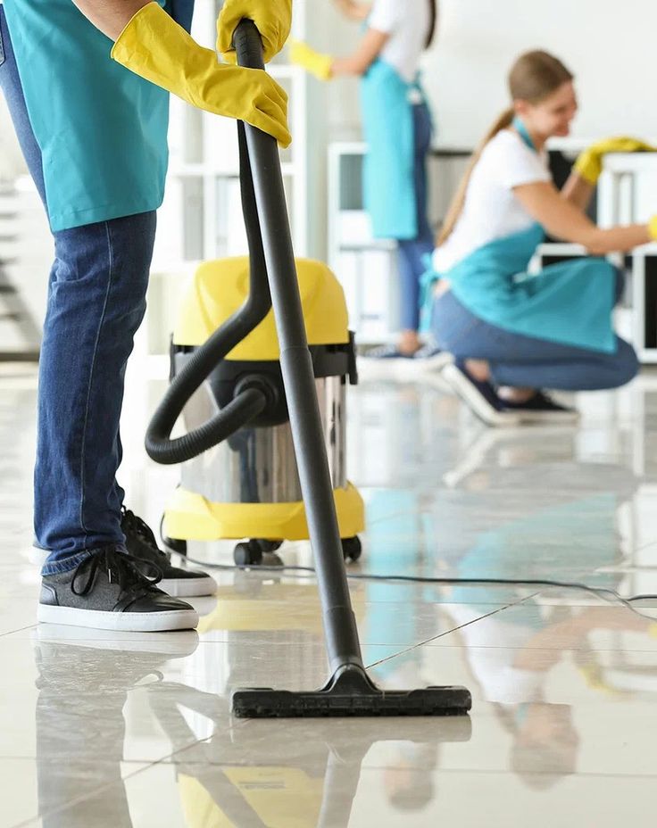 Commercial vacuum cleaning on carpet